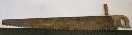 Warranted Superior One-Man Crosscut Saw, 48" Blade, Champion Tooth, Hardwood Handle, c. 1900&ndash;1950, USA