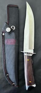 Sharps Cutlery Bowie Knife, Stainless Steel 10" Blade, Wood Handle, Nylon Sheath, China