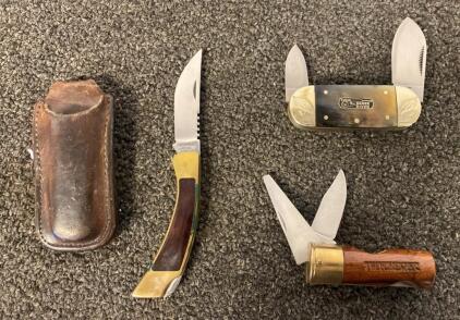 Browning USA Lockback With Sheath, Ocoee River Canoe, Winchester 2-Blade Pocket Knife Collection