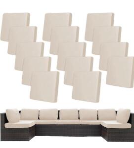 14-Piece Outdoor Sectional Sofa Cushion Set, Off-White/Beige, Water-Resistant, Fits 7-9 Seat Sofa