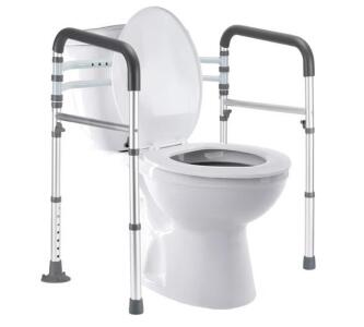 Homland T8 Toilet Safety Rails&mdash;Adjustable Height & Width, 300 lb Capacity, Aluminum Frame