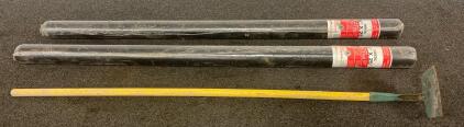 Two 48"x25' Charcoal Fiberglass Window Screen Rolls With Yard Hoe Tool, Factory Sealed