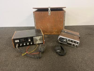 Royce 1-622 Base & Kanco SSB Deluxe Mobile CB Radios With Microphones And Wooden Storage Case