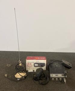 CB Radio Transceiver Set W/ SELECT Mic, Antenna, RadioShack SWR Meter 21-533, Serial KDD5058