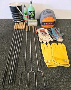 Camping & Outdoor Lot: NEMO Cosmo Insulated Pad, Slime Sealant, Roasting Forks, Gloves, Compost Bin