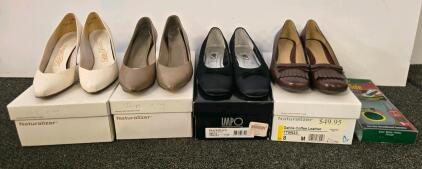 Lot of 4 Pairs Women's Heeled Dress Shoes: Naturalizer Pumps & Loafers, IMPO BELLE Flats, Sizes 7.5-8
