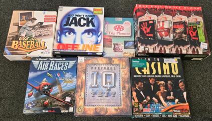 Vintage PC CD-ROM Software Lot &ndash; You Don&rsquo;t Know Jack Offline, Air Races, Casino, IQ Test, AAA Trip Planner + More