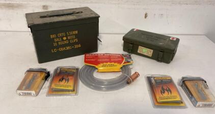 Military Ammo Can LC-05K381-356, French Medical Box IV/93, Flotool Siphon, NDur Fire Packs, Scixors