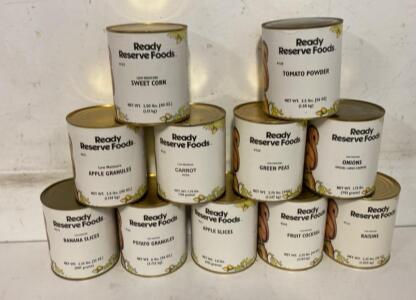 11 cans of Reserve Food. Corn, Carrots and More