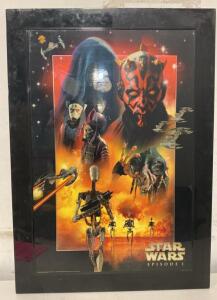 Framed Star Wars Episode I Villains Poster 30x42" Darth Maul, Palpatine, 1999 Lucasfilm