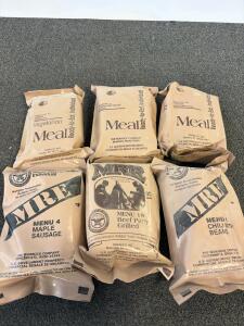6 Assorted US Military MRE Meals &ndash; Beef Patty, Veggie Omelet, Chicken & More, Sealed Packs