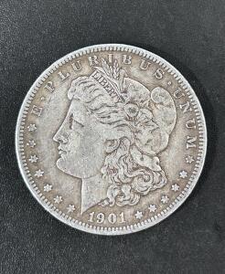 1901-O Morgan Silver Dollar, New Orleans Mint, 90% Silver, Circulated Condition