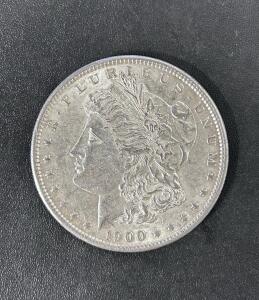 1900 Morgan Silver Dollar, Philadelphia Mint, 90% Silver, Liberty Head, Circulated, Type Coin