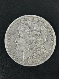 1891-O Morgan Silver Dollar, 90% Silver, New Orleans Mint, Circulated, Iconic US Coin