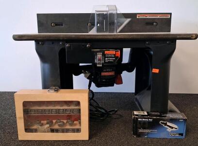 Craftsman Router Table with Integrated Router, 13-pc Bit Set & Excell ETX1 Air Rotary Tool (Router Kit) (Tested and Works)