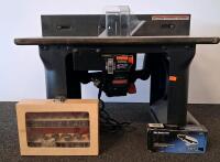 Craftsman Router Table with Integrated Router, 13-pc Bit Set & Excell ETX1 Air Rotary Tool (Router Kit) (Tested and Works)