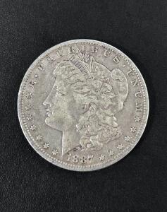 1887-O Morgan Silver Dollar $1 Coin, U.S. Mint, Circulated, 90% Silver, New Orleans Mint Mark