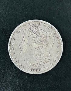 1883 Morgan Silver Dollar, Philadelphia Mint, 90% Silver, US Coin, Liberty Head, Circulated