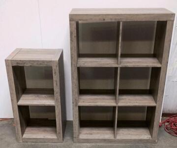 2 Modular Cube Storage Shelving Units - 8 And 2 Cube, Gray Wood Finish, Engineered Wood