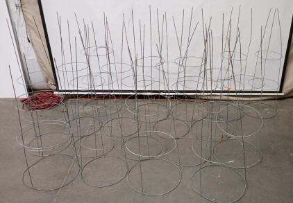 24 Galvanized Wire Tomato Cages, 54" Tall, 16" Base Diameter, Stackable Plant Supports