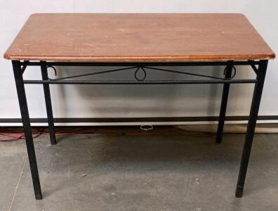 Rectangular 48"x24" Metal Frame Utility Table With Wood Top, Brown/Black, Sturdy Work Table