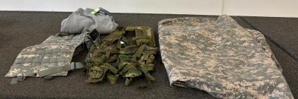 U.S. Army ACU MOLLE II FLC Vest, Woodland Tactical Vest, Renegade XL Sweatpants, Poncho Liner