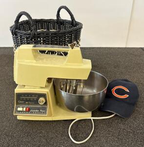 Oster Regency Kitchen Center Stand Mixer 400W, 4Qt Bowl, Attachments, Chicago Bears Cap & Basket