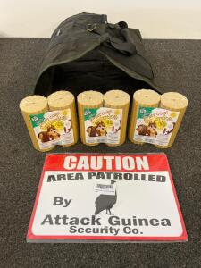 C&S Sweet Corn Squirrelogs 4 Pack, Canvas wood hauling Bag, Attack Guinea Security Sign Mixed Lot