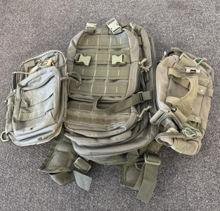 Tactical MOLLE Modular Backpack, Olive Drab, 50L, 3 Compartments, 2 Detachable Pouches