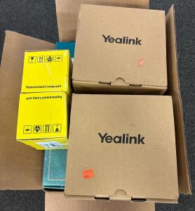 Yealink SIP-T21P E2 IP Phone 2-Lines (2), PoE, LCD, With Power Adapter And Box, SN: 8121120040D00724, (2) Projector Lamps Part NO. 5J. J7L05. 001-B, Classics WALT DISNEY COLLECTION(3pcs)