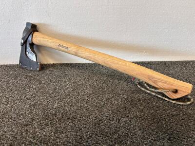 Wetterlings Hand-Forged Swedish Forest Axe, Hickory Handle, Leather Sheath, ~20in