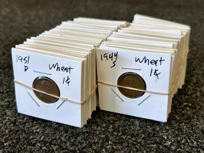 Lincoln Wheat Cent Collection 1940-1957 | 60+ Coins | Mixed Mints D & S | Copper Penny Lot