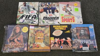 Vintage PC Game Lot &ndash; FIFA 2000, Madden NFL 2002, Winter Sports, Super Models Go Wild!, Age Of Empires II: The Age Of Kings (More Empires), MicroLeague Football 2 & Jesus: The Complete Word &ndash; Mixed Sports, Strategy & Simulation Titles, Some Sealed