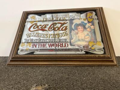 1977 Coca-Cola Victorian Lady 5&cent; Glass Mirror Sign, Framed, 18x24", Serial 7153 02