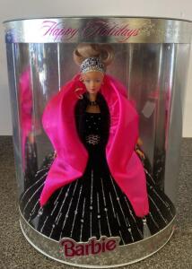 1998 Mattel Barbie Happy Holidays Special Edition Doll, Black Gown, Pink Shawl, NRFB, 21515