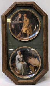 Norman Rockwell Rediscovered Women Knowles Plates (2), Reminiscing In The Quiet & Confiding In The Den, Framed