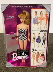 Mattel 35th Anniversary Barbie 1959 Reproduction Collector Doll, Model 11590, NRFB, Malaysia