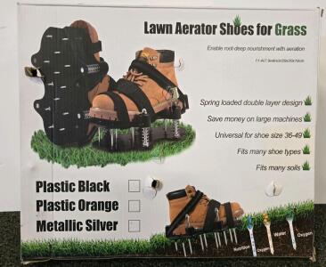 Spring Loaded Lawn Aerator Shoes, Orange, Double Layer, 13 Spikes, Fits EU 36-49, Tool/Extras