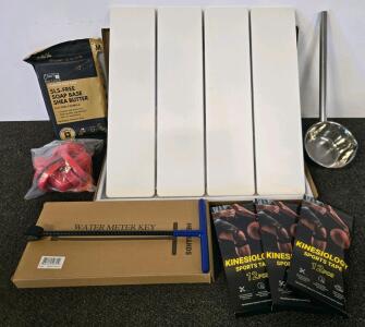 4 Stone Counter Panels, Kitchen Ladle, Water Meter Key, Soap Base, Air Hockey Pucks, Sports Tape