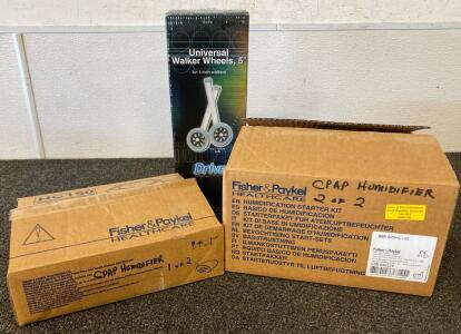 Fisher & Paykel HC150 CPAP Humidifier Kit W/ 2 Chambers, Drive Medical 5&rdquo; Walker Wheels, Model 10109HN