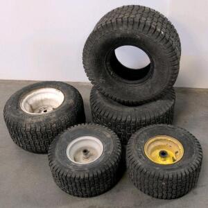 Lawn & Garden Tire Set: 20x8.00-8, 18x8.50-8, 15x6.00-6 NHS w/ Steel Wheels, Qty 5