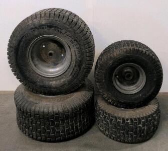 Tractor/Mower Turf Tires With Rims: 2x 20x8.00-8 NHS, 2x 15x6.00-6 NHS
