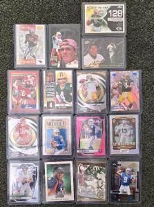 NFL QB Sports Trading Card Lot: Montana, Favre, Manning, Marino, Herbert, Rodgers, Autos & Inserts