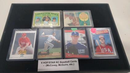 6 Star Rookie Baseball Cards Lot: McCovey, Fisk, Jones, Kershaw, McGwire, Rolen RC