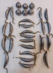 Fishing Sinkers Lot &ndash; 6x 3oz Round, 23x Banana Weights 2oz with Swivels, Lead Alloy