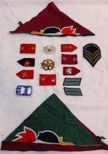 Mixed Soviet, NVA, & Alpini Military Insignia Lot with Collar Tabs, Badges, Chevron Patches, Bandanas