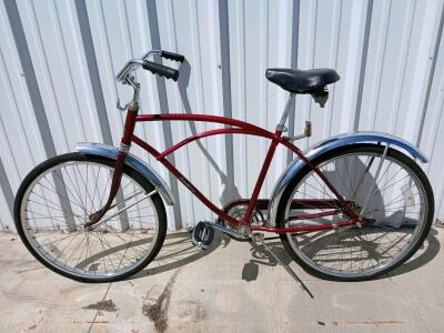 Monark Super Deluxe Cruiser Bicycle, Circa 1949, Maroon with Chrome Fenders