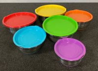 (6) Metal Mixing Bowls with Lids