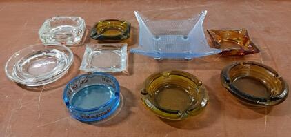 Vintage Glass Ashtray Lot &ndash; El Capitan Casino, Best Western, 9 pcs, Mid-Century & Promo Designs