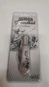 Novelty Knife Co. World's Greatest Grandkid Barlow Pocket Knife -- Stainless, Sealed Package
